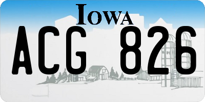 IA license plate ACG826
