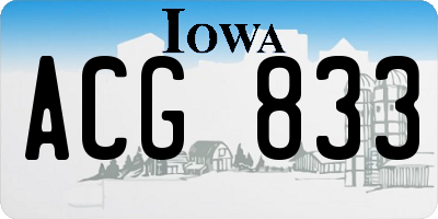 IA license plate ACG833