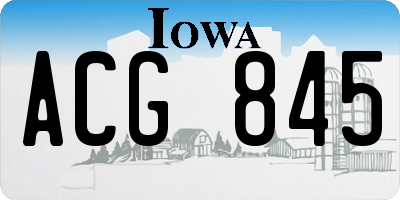 IA license plate ACG845