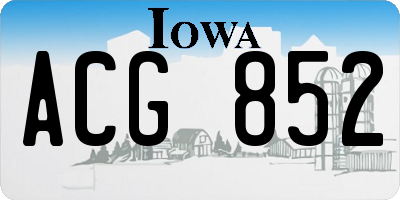 IA license plate ACG852