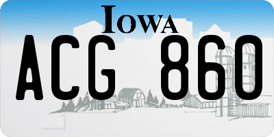 IA license plate ACG860