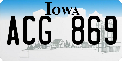 IA license plate ACG869