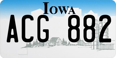 IA license plate ACG882
