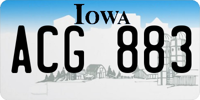 IA license plate ACG883