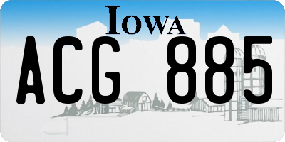 IA license plate ACG885