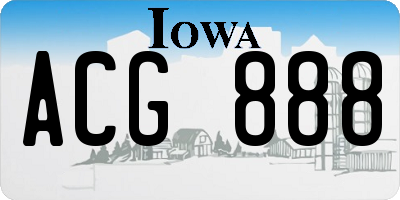IA license plate ACG888