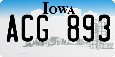 IA license plate ACG893