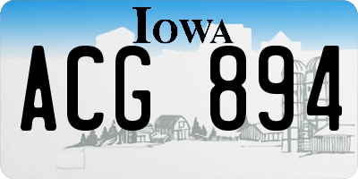 IA license plate ACG894