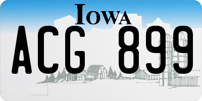 IA license plate ACG899