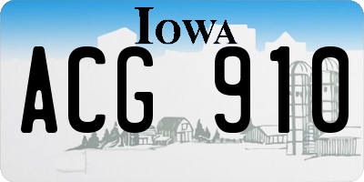 IA license plate ACG910