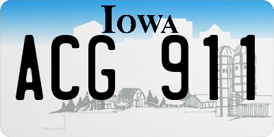 IA license plate ACG911