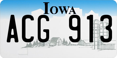 IA license plate ACG913