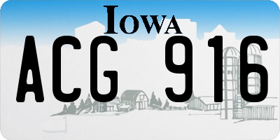 IA license plate ACG916