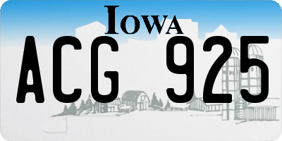 IA license plate ACG925