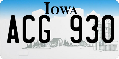 IA license plate ACG930