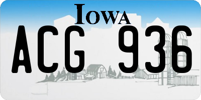 IA license plate ACG936