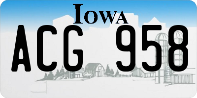 IA license plate ACG958
