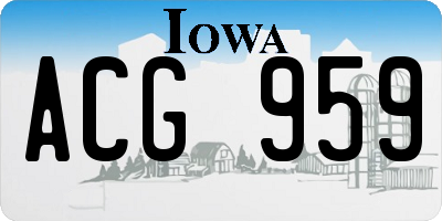 IA license plate ACG959