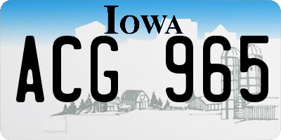 IA license plate ACG965