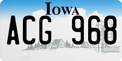 IA license plate ACG968