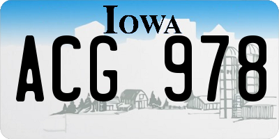 IA license plate ACG978