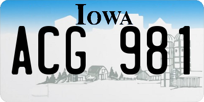 IA license plate ACG981