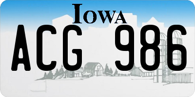 IA license plate ACG986