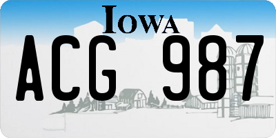 IA license plate ACG987