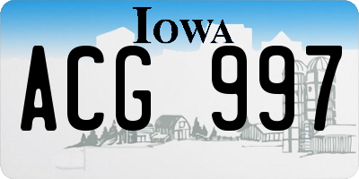 IA license plate ACG997