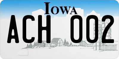 IA license plate ACH002