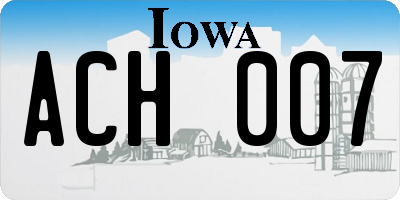 IA license plate ACH007