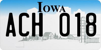 IA license plate ACH018