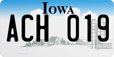 IA license plate ACH019