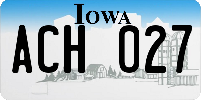 IA license plate ACH027
