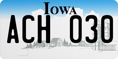 IA license plate ACH030