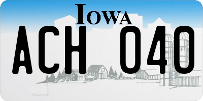 IA license plate ACH040