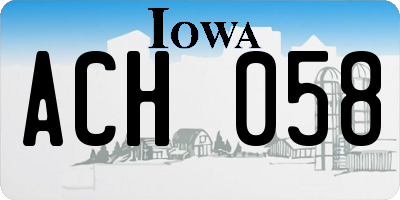 IA license plate ACH058