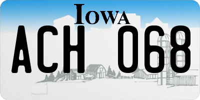IA license plate ACH068