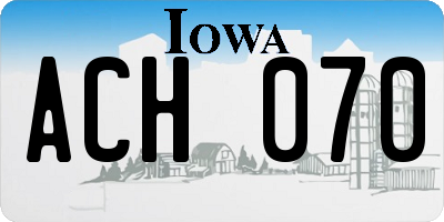 IA license plate ACH070