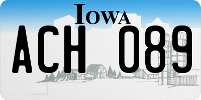 IA license plate ACH089