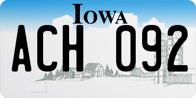 IA license plate ACH092