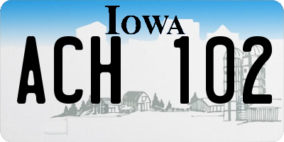 IA license plate ACH102