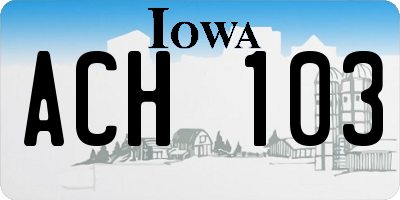 IA license plate ACH103