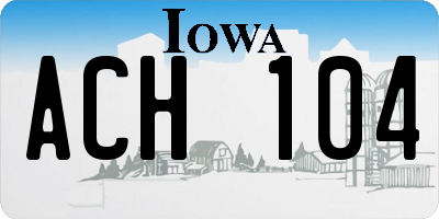 IA license plate ACH104
