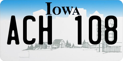 IA license plate ACH108
