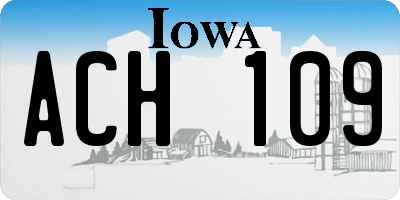 IA license plate ACH109
