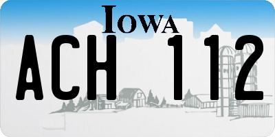 IA license plate ACH112