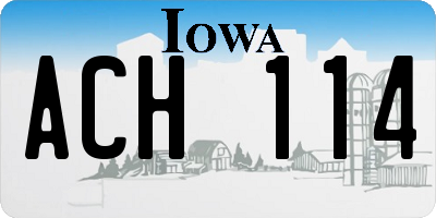 IA license plate ACH114