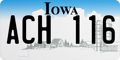 IA license plate ACH116