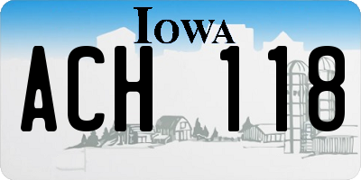 IA license plate ACH118